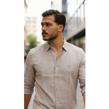 Fresco Scarfs Erkek Uzun Kollu Keten Gömlek