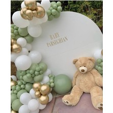 İstoç Parti Küf Yeşili Beyaz Gold Balon Konsept Zinciri 50 Adet