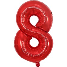 İstoç Parti Folyo Balon Kırmızı 8 Rakamı 40 Inç 100 cm