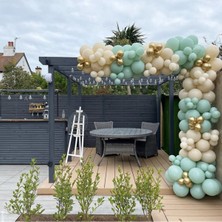 İstoç Parti Krom Gold Kış Yeşili ve Deniz Kumu Balon Seti 50 Adet