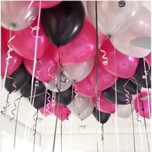 İstoç Parti Fuşya - Gümüş - Siyah Karışık Metalik Balon 10 Adet