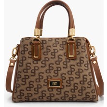 Louisiana Polo Silver Polo Kadın Çanta Monogram Desenli Nut A.Taba 1082