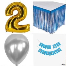 İstoç Parti Doğum Günü Parti Seti 2 Rakam Mavi Konsept