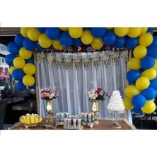 İstoç Parti 100 Adet Metalik Sarı,lacivert Balon+ 5 mt Balon Zinciri