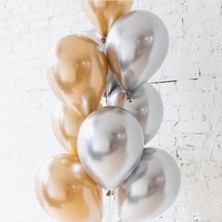 İstoç Parti Parti Balonu Krom Balon Gold-Gümüş Balon 10 Adet