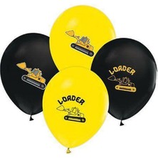 İstoç Parti Inşaat Temalı Sarı Siyah Baskılı Balon 30 Adet