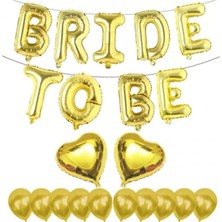 İstoç Parti Bride To Be Gold Kalpli Balonlu Folyo Balon Seti