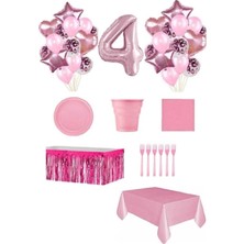 İstoç Parti Pembe Renk 4 Yaş Doğum Günü Seti