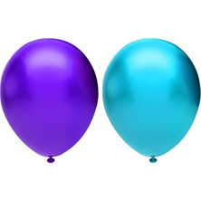 İstoç Parti Metalik Balon Seti 10 Adet ( Açık Mavi, Mor)