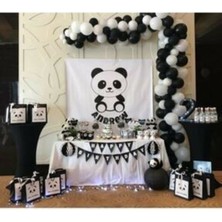 İstoç Parti 50 Adet 12 Inç Parti Balonu Metalik Beyaz Pastel Siyah + 5 mt Balon Zinciri