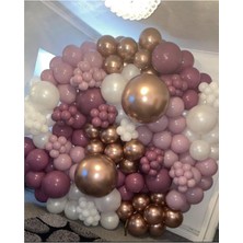 İstoç Parti Krom Gold Yaban Çileği Toz Pembe ve Beyaz Balon Seti 50 Adet