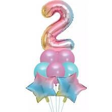 İstoç Parti Unicorn Folyo Balon Doğum Günü Seti 2 Yaş