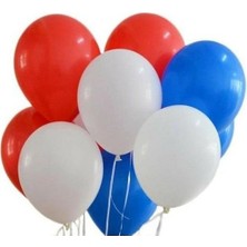 İstoç Parti Kırmızı Beyaz Koyu Mavi Metalik Balon 100 Adet+ 5 mt Balon Zinciri