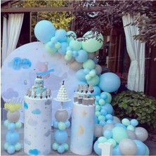 İstoç Parti Pastel Mavi-Mint Yeşili-Gri Balon 100 Adet + 5 Mt. Balon Zinciri