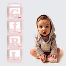 İstoç Parti Gırl Yazılı Pembe Şeffaf Harfli Kutu + 30 Adet Balon