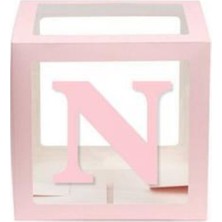 İstoç Parti Pembe N Harfli Şeffaf Kutu