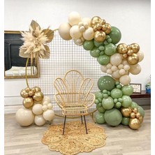 İstoç Parti Deniz Kumu Retro Okaliptus Krom Gold Balon Seti 50 Adet