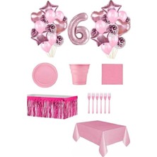 İstoç Parti Pembe Renk 6 Yaş Doğum Günü Seti