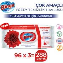 Bingo Yüzey Temizleme Havlusu Sevilen Kokular Lovely 96 Adetx3 (288 Yaprak)