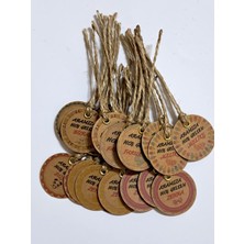 Pratikbox Yuvarlak Etiket Kraft 250GR/YENIDOĞAN/DOĞUM Günü/hediyelik/3,80 Cm/kuş Gözü Delikli/jüt Ipli/70 Adet