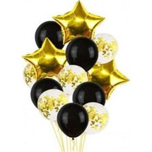 İstoç Parti Gold Konfetili Yıldızlı Balon Seti
