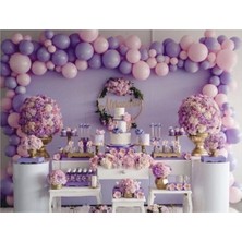İstoç Parti Pastel Lila-Pembe Balon Zincir Seti 100 Adet + 5 Mt. Balon Zinciri