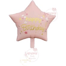 İstoç Parti Istoç Parti Pembe Renk Happy Bırthday Yazılı Yıldız Folyo Balon