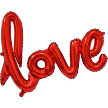 İstoç Parti Folyo Balon Love El Yazılı Balon Kırmızı Renk Sevgililer Günü