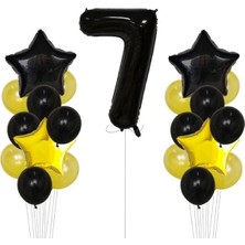 İstoç Parti Sarı Gold Folyo Balon Rakam Set Dogum Günü Süsü 7 Yaş