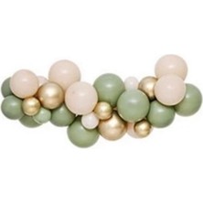 İstoç Parti Küf Yeşili Sütlü Kahve Krom Gold Balon Seti 35 Adet