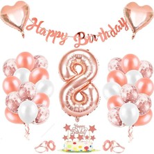 İstoç Parti Rose Gold Folyo Balon Seti Banner 8 Yaş