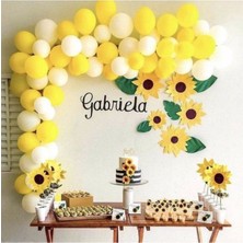 İstoç Parti 100 Adet Metalik Sarı,beyaz Balon+ 5 mt Balon Zinciri