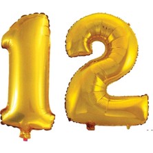 İstoç Parti 12 Yaş Sayı Folyo Balon Gold 40 Inç 100 cm