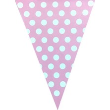 İstoç Parti Pembe Beyaz Puanlı Üçgen Flama