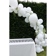 İstoç Parti Beyaz Pastel  Balon Seti 100 Adet + 5 mt Balon Zinciri