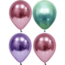 İstoç Parti Pembe-Mor-Yeşil Krom Balon 10 Adet