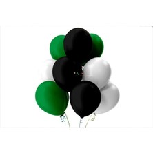 İstoç Parti Açık Yeşil-Beyaz-Siyah Pastel Soft Balon 50 Adet + 5 Metre Balon Zinciri