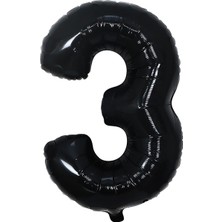 İstoç Parti Folyo Balon Siyah 3 Rakamı 34 Inç 80 cm