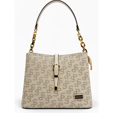 Louisiana Polo Silver Polo Kadın Çanta Monogram Desenli Taş-Kemık 974