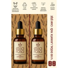 Essa Rosa Lavanta Yağı Cam Şişe 60 ml  - Vegan - Rahatlatıcı - Stres Önleyici - Saf Uçucu Yağ 2'li Set
