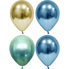 İstoç Parti Altın-Yeşil-Mavi Krom Balon 40 Adet