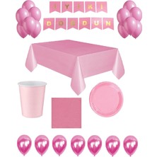 İstoç Parti Pembe Temalı Doğum Günü Parti Seti 16 Kişilik