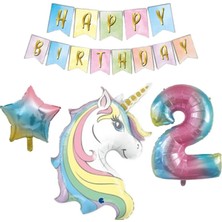 İstoç Parti 2 Yaş Unicorn Folyo Balon Set