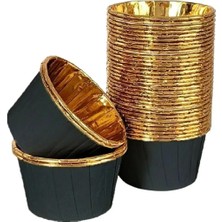 İstoç Parti Metalik Siyah Gold Renk Muffin Cupcake Kek Kalıbı 25'li