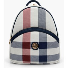 Louisiana Polo Silver Polo Kadın Sırt Çantası Ekose Beyaz-Lacivert 945