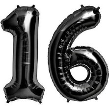 İstoç Parti Folyo Balon Siyah 16 Rakamı 34 Inç 80 cm