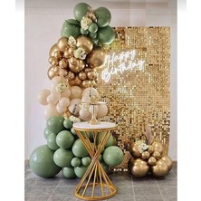 İstoç Parti Deniz Kumu Küf Yesili Krom Gold Balon Seti 50 Adet
