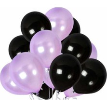 İstoç Parti Siyah - Lila Metalik Balon 20 Adet