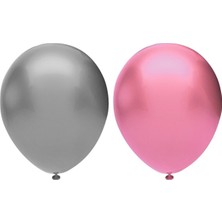 İstoç Parti Metalik Balon Seti 30 Adet ( Pembe, Gümüş)
