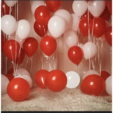 İstoç Parti Pastel Kırmızı Beyaz Latex Balon 100 Adet